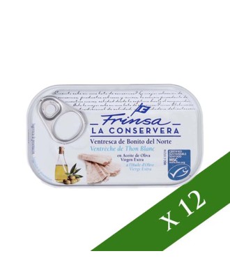 BOX x 12: White tuna belly fillets in olive oil 111g Frinsa
