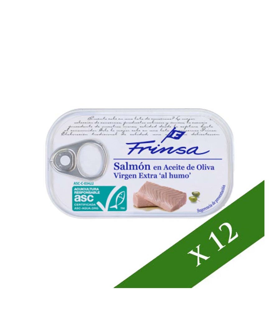 CAIXA x 12: Salmó fumat en Oli d'Oliva Verge Extra 120 g Frinsa