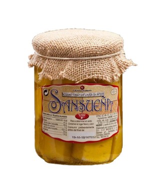 Jar of Sansueña cheese in EVOO