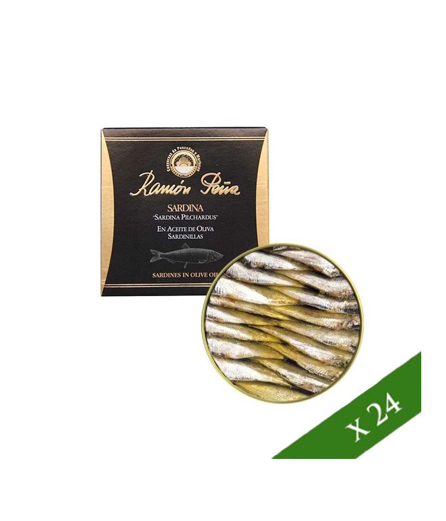 BOX x12 - Small sardines in olive oil Ramón Peña 25-30 units "Black label"