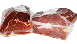 Präsentation Jamon Paleta Iberico Serrano entbeinte leere Verpackung